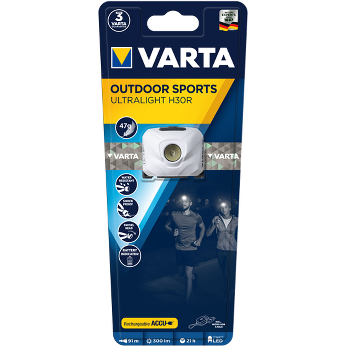LED Galvas Lukturis Varta ULTRALIGHT H30R